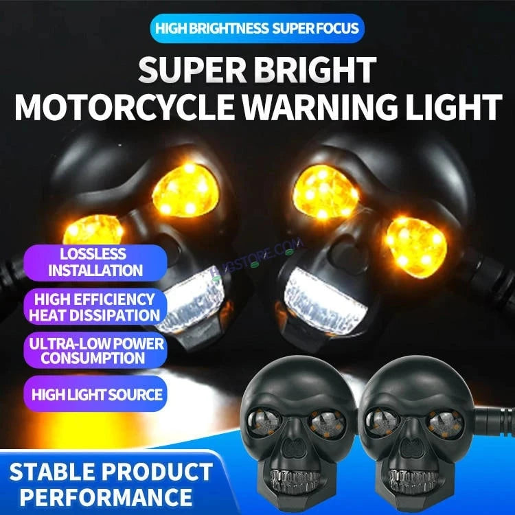 HJG Skull Indicator Skull Shape Turn Signal Lights Indicator Universal for All Bikes Models Turn Signal Lights Motorcycle Set of 2 HJG Skull Indicator - HJGstore.com