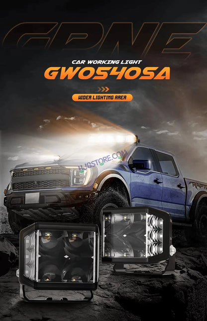 HJG W28 Helao 4x4 Lens CREE Foglight 120W 4x4 Lens Square Edge W28 4 Lens Square Edge 2pc Foglight 120W Foglight Ultra Wide Intensity LED Foglight White CREE Foglight (120W) Universal For All Cars & Bikes LIU HJG W28 Helao 4x4 Lens Foglight Edge Light 2pc - HJGstore.com