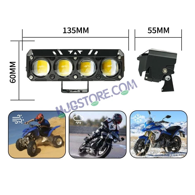 HJG 4 Lens Red Blue 50W Foglight with Red Blue Flash Mode 4 Lens Projector Foglight 50W Foglight Ultra Wide Dual Intensity LED Fog Lights White/Yellow/Warm White/Flash/Red Blue DRL Universal For All Cars & Bikes LIU HJG 4 Lens Red Blue 50W Foglight 1pc - HJGstore.com