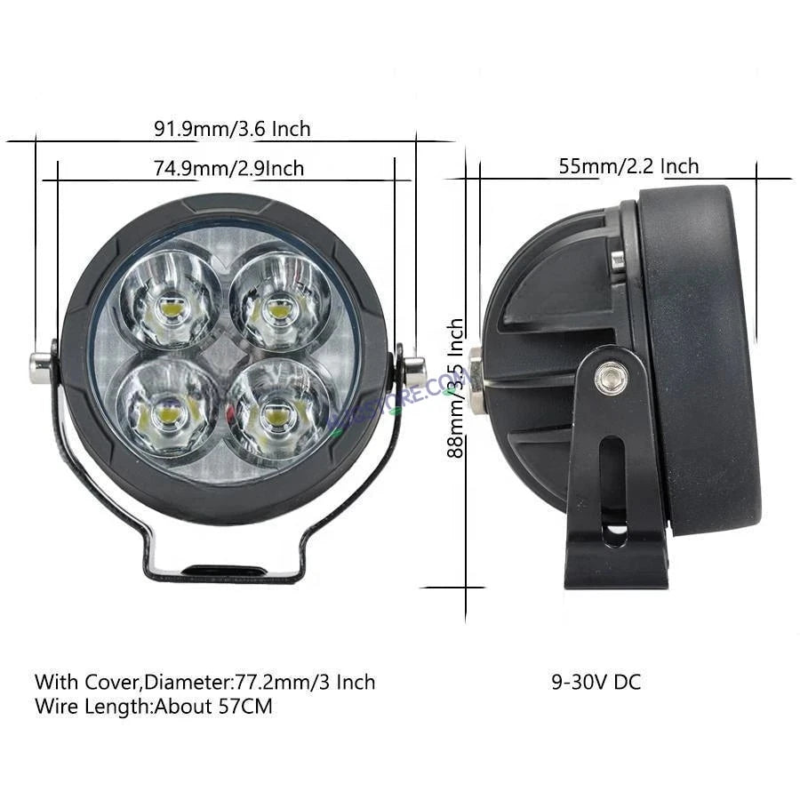 HJG 4 LED 80W Round CREE Foglight Foglamp with Yellow Cover 80W 4 LED HJG 80W 4 LED Car Accessories Led Headlights Lights Led Fog Lights For Motorcycle Car SUV Lights, Set of 2 with Wiring Harness Kit HJG 4 LED Round 80W - HJGstore.com