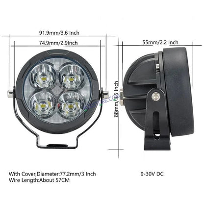 HJG 4 LED 80W Round CREE Foglight Foglamp with Yellow Cover 80W 4 LED HJG 80W 4 LED Car Accessories Led Headlights Lights Led Fog Lights For Motorcycle Car SUV Lights, Set of 2 with Wiring Harness Kit HJG 4 LED Round 80W - HJGstore.com