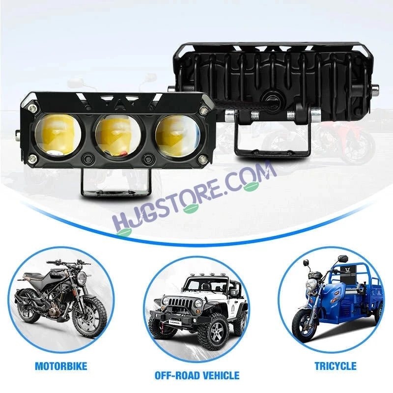 HJG 3 Lens Red Blue 40W Foglight with Red Blue Flash Mode 3 Lens Projector Foglight 40W Foglight Ultra Wide Dual Intensity LED Fog Lights White/Yellow/Warm White/Flash/Red Blue DRL Universal For All Cars & Bikes LIU HJG 3 Lens Red Blue 40W Foglight 1pc - HJGstore.com