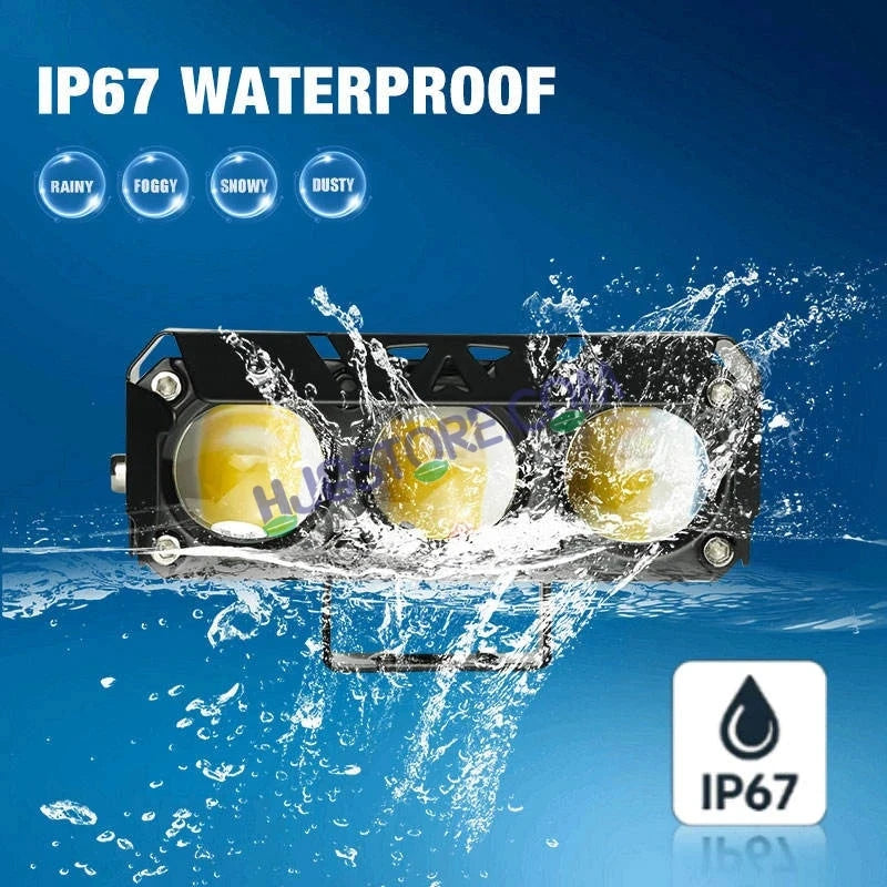 HJG 3 Lens Red Blue 40W Foglight with Red Blue Flash Mode 3 Lens Projector Foglight 40W Foglight Ultra Wide Dual Intensity LED Fog Lights White/Yellow/Warm White/Flash/Red Blue DRL Universal For All Cars & Bikes LIU HJG 3 Lens Red Blue 40W Foglight 1pc - HJGstore.com