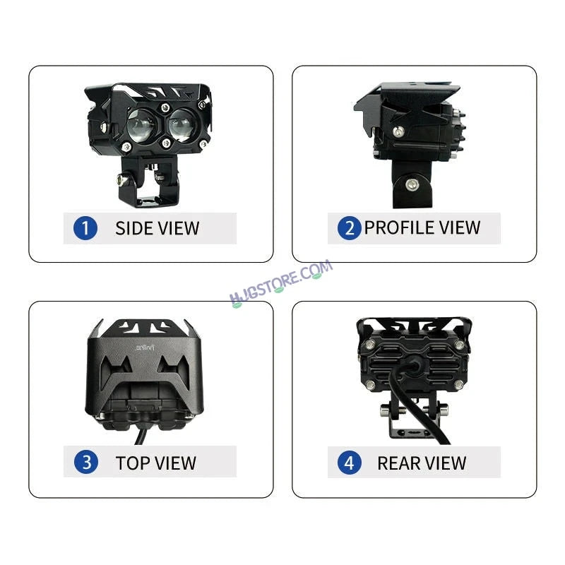 HJG Future Eyes 2 Lens with Wiring Kit Foglight 60W 2 Lens Future Eyes Fog Projector Lens 2pc Foglight White/Yellow/Flash Modes 60W Foglight LED Fog Lights White/Yellow/Flash (60W) Universal For All Cars Bikes LIU HJG Future Eyes 2 with Wiring Harness Kit - HJGstore.com