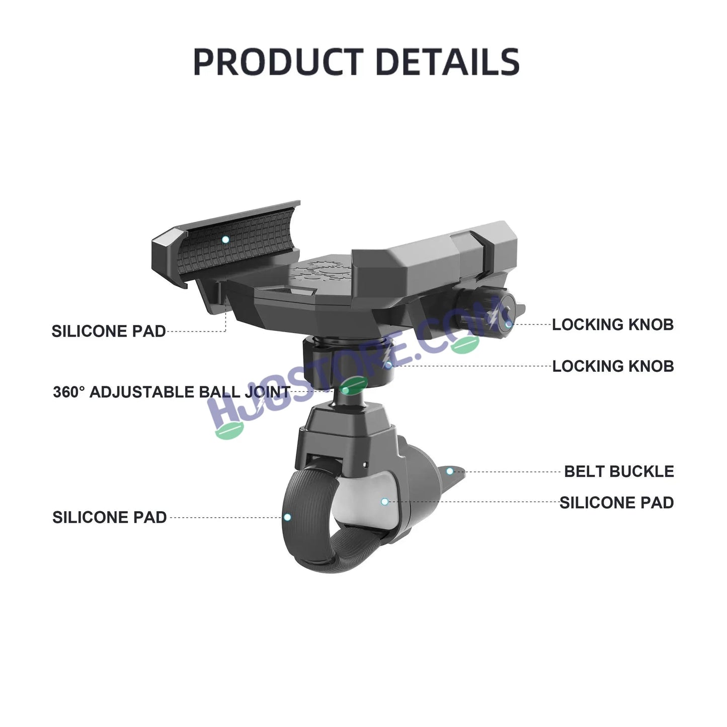 HJG New 9121 Metal Body Shockproof Mobile Holder with Jaw Grip Damper Anti Vibration for Bike, Two Wheelers Universal HJG Mobile Holder Pro Spider Anti-Shake Anti-Theft Zero Vibration Shockproof Mobile Holder 4 Vibration Proof Ball Joints LIU HJG Holder - HJGstore.com