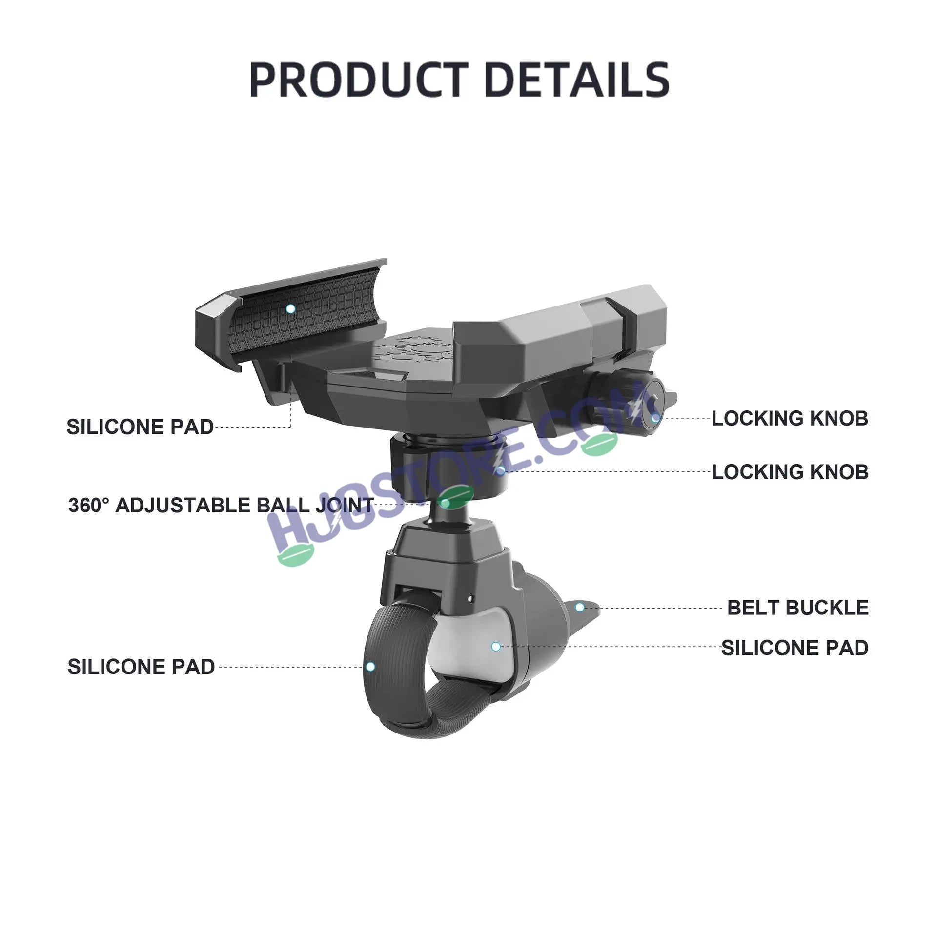 HJG New 9121 Metal Body Shockproof Mobile Holder with Jaw Grip Damper Anti Vibration for Bike, Two Wheelers Universal HJG Mobile Holder Pro Spider Anti-Shake Anti-Theft Zero Vibration Shockproof Mobile Holder 4 Vibration Proof Ball Joints LIU HJG Holder - HJGstore.com