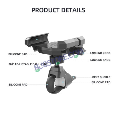 HJG New 9121 Metal Body Shockproof Mobile Holder with Jaw Grip Damper Anti Vibration for Bike, Two Wheelers Universal HJG Mobile Holder Pro Spider Anti-Shake Anti-Theft Zero Vibration Shockproof Mobile Holder 4 Vibration Proof Ball Joints LIU HJG Holder - HJGstore.com