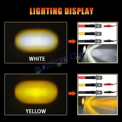 HJG Mini Laser Cannon Foglight 300 Meters Laser Focus Projector Fog Projector Lens with 300 Meters Projection Distance 80W Foglight Ultra Wide Dual Intensity LED Fog Lights White/Yellow Universal For All Cars & Bikes LIU HJG Mini Laser Cannon Foglight 2pc - HJGstore.com