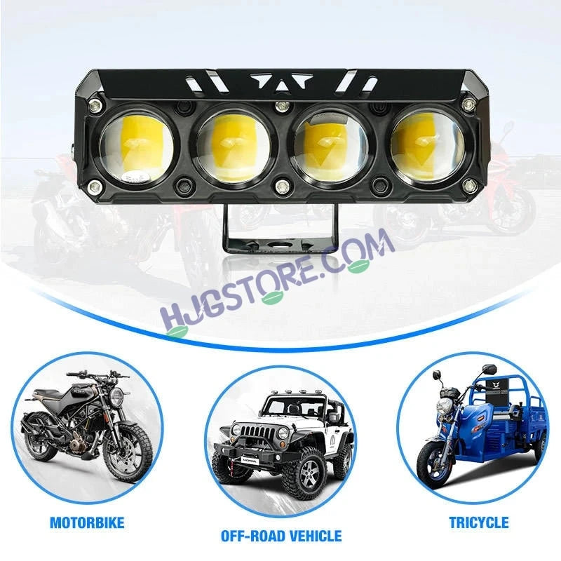 HJG 4 Lens Red Blue 50W Foglight with Red Blue Flash Mode 4 Lens Projector Foglight 50W Foglight Ultra Wide Dual Intensity LED Fog Lights White/Yellow/Warm White/Flash/Red Blue DRL Universal For All Cars & Bikes LIU HJG 4 Lens Red Blue 50W Foglight 1pc - HJGstore.com