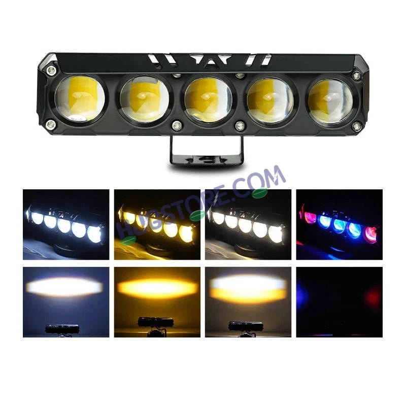 HJG 5 Lens Red Blue 60W Foglight with Red Blue Flash Mode 5 Lens Projector Foglight 60W Foglight Ultra Wide Dual Intensity LED Fog Lights White/Yellow/Warm White/Flash/Red Blue DRL Universal For All Cars & Bikes LIU HJG 5 Lens Red Blue 60W Foglight 1pc - HJGstore.com