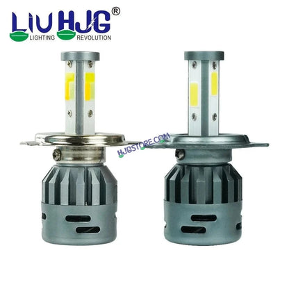 HJG M3 Mini 60W White/Yellow H4 Dual Beam New Model LED Bulb AC/DC Headlight LED Bulb White/Yellow Hi/Lo 60W H4 LED for Bike Car Light H4 LED with Fan Conversion Kit Hi/Lo Beam Headlight 12V/24V for Bike/Car, Set of 1, 6000 LM 60W, White/Yellow Hi/Lo - HJGstore.com