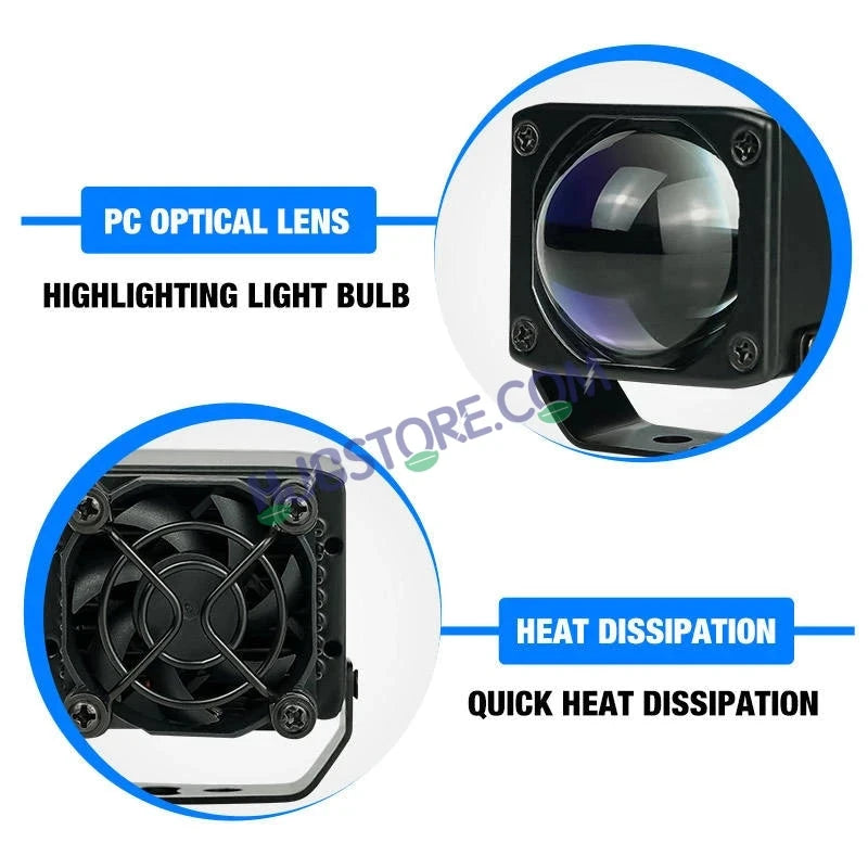 HJG Mini Laser Cannon Foglight 300 Meters Laser Focus Projector Fog Projector Lens with 300 Meters Projection Distance 80W Foglight Ultra Wide Dual Intensity LED Fog Lights White/Yellow Universal For All Cars & Bikes LIU HJG Mini Laser Cannon Foglight 2pc - HJGstore.com