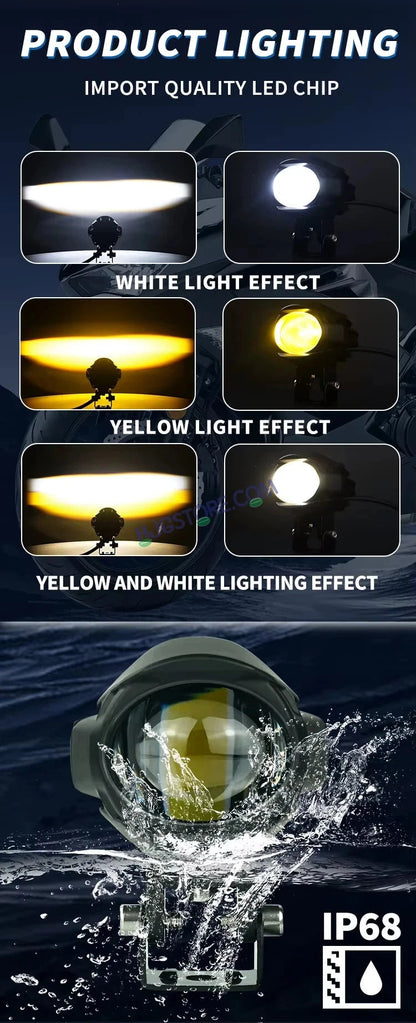 HJG 120W Large Size Alien Projector Foglight 120W with Wide Spread White/Yellow/Warm White Light 120W 2pc Foglight Ultra Wide Dual Intensity LED Driving Fog Lights 3000K/4300K/6500K Universal For All Cars & Bikes LIU HJG Large Alien 1 Foglight, Pack of 2 - HJGstore.com