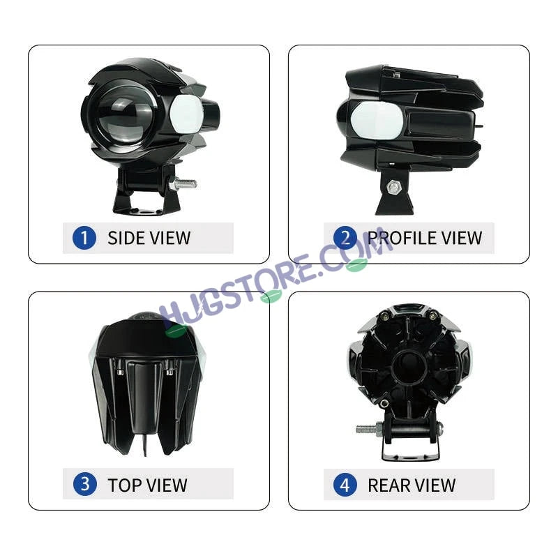 HJG New Alien Projector with Red Devil & Side Blue DRL LED Fog Light Single Projector Shot Fog Light For Bike/Car/Thar/Jeep - Cool White/Yellow with Red DRL and side Blue DRL, Pack of 1 LIU HJG Alien Projector Fog Light for Bikes and Cars High Brightness - HJGstore.com