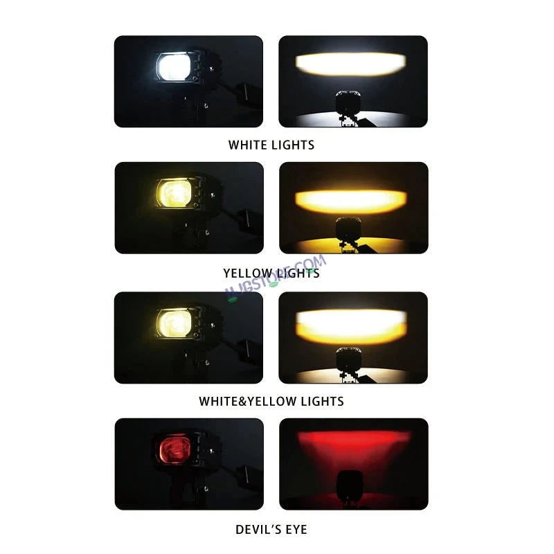 HJG M1 LED Projector Foglight 120W with Wide Spread Red DRL/White/Yellow/Warm White Light 120W 2pc Foglight Ultra Wide Dual Intensity LED Driving Fog Lights 3000K/4300K/6500K Universal For All Cars & Bikes LIU HJG M1 Single Projector Foglight, Pack of 2 - HJGstore.com