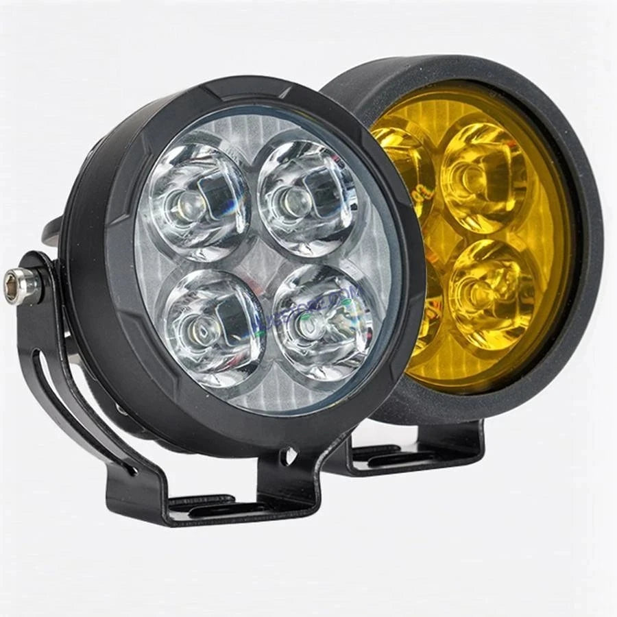 HJG 4 LED 80W Round CREE Foglight Foglamp with Yellow Cover 80W 4 LED HJG 80W 4 LED Car Accessories Led Headlights Lights Led Fog Lights For Motorcycle Car SUV Lights, Set of 2 with Wiring Harness Kit HJG 4 LED Round 80W - HJGstore.com