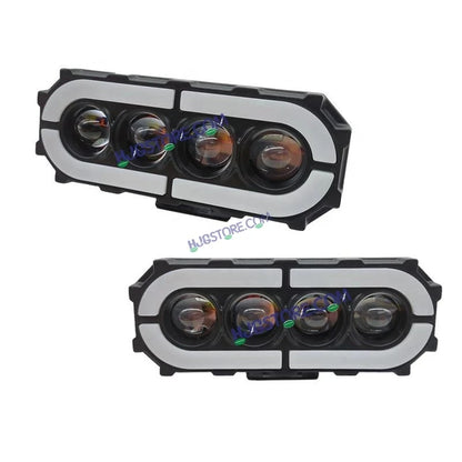 HJG Future 4 Lens with Animated RGB DRL 120W 4 Lens MEGA DRIVE Fog Light For Bike/Car/Thar/Jeep ( Cool White, 60W each * 2 = 120W Total ) - Pack of 2 Future Eyes 4 Lens with RGB Multi DRL - HJGstore.com