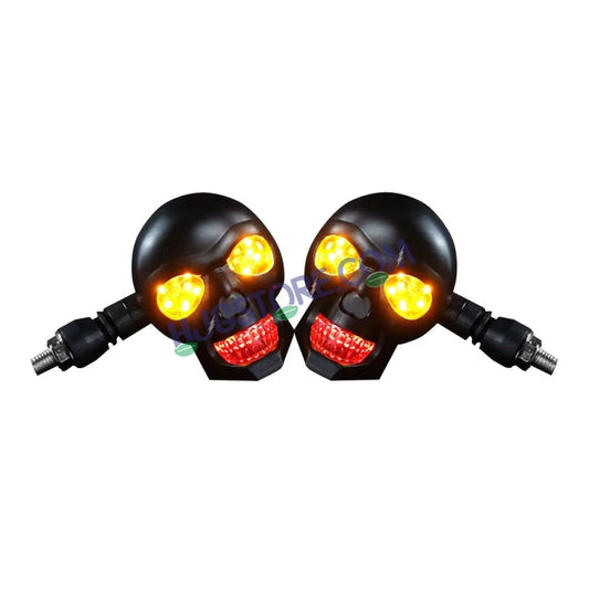 HJG Skull Indicator Skull Shape Turn Signal Lights Indicator Universal for All Bikes Models Turn Signal Lights Motorcycle Set of 2 LIU HJG Skull Indicator - HJGstore.com