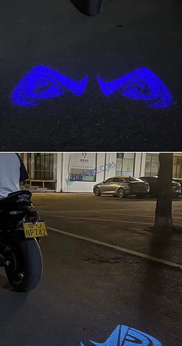 HJG Devil Eye Shadow Light License Plate Ground Projector Shadow Devil Eyes Red/Blue/White/Purple Universal for Two Wheelers/Cars/SUV Ground Devil Eyes Light Projection Universal For All Bikes and Cars LIU HJG License Plate Devil Eye Shadow Projector - HJGstore.com