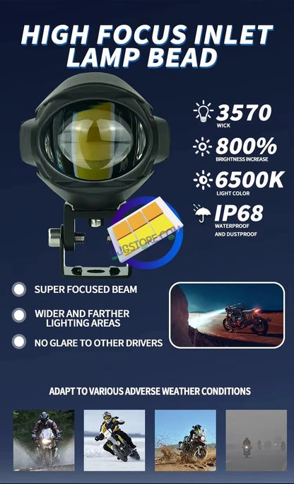 HJG 120W Large Size Alien Projector Foglight 120W with Wide Spread White/Yellow/Warm White Light 120W 2pc Foglight Ultra Wide Dual Intensity LED Driving Fog Lights 3000K/4300K/6500K Universal For All Cars & Bikes LIU HJG Large Alien 1 Foglight, Pack of 2 - HJGstore.com