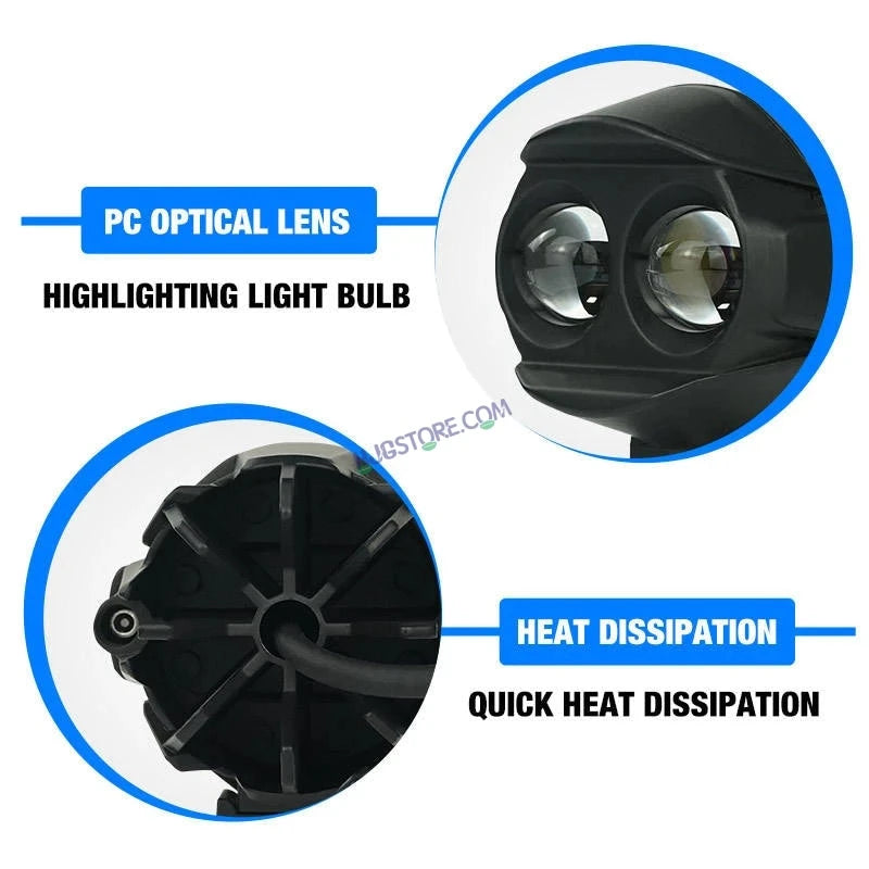 HJG Alien 2 Lens Projector Foglight 120W with Wide Spread White/Yellow/Warm White Light 120W 2pc Foglight Ultra Wide Dual Intensity LED Driving Fog Lights 3000K/4300K/6500K Universal For All Cars & Bikes LIU HJG Alien 2 Lens Projector Foglight, Pack of 2 - HJGstore.com