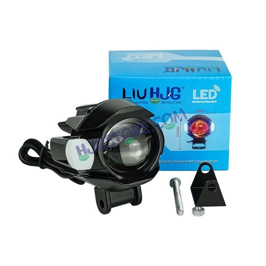 HJG New Alien Projector with Red Devil & Side Blue DRL LED Fog Light Single Projector Shot Fog Light For Bike/Car/Thar/Jeep - Cool White/Yellow with Red DRL and side Blue DRL, Pack of 1 LIU HJG Alien Projector Fog Light for Bikes and Cars High Brightness - HJGstore.com