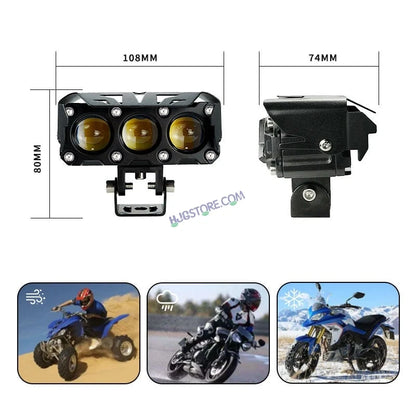 HJG Future Eyes 3 Lens Foglight with Wiring Harness Kit 120W 3 Lens Projector Lens Fog Light 120W Foglight Ultra Wide Dual Intensity LED Fog Lights White/Yellow Universal For All Cars & Bikes LIU HJG Future Eyes 3 Lens Foglight with Wiring Harness Kit - HJGstore.com