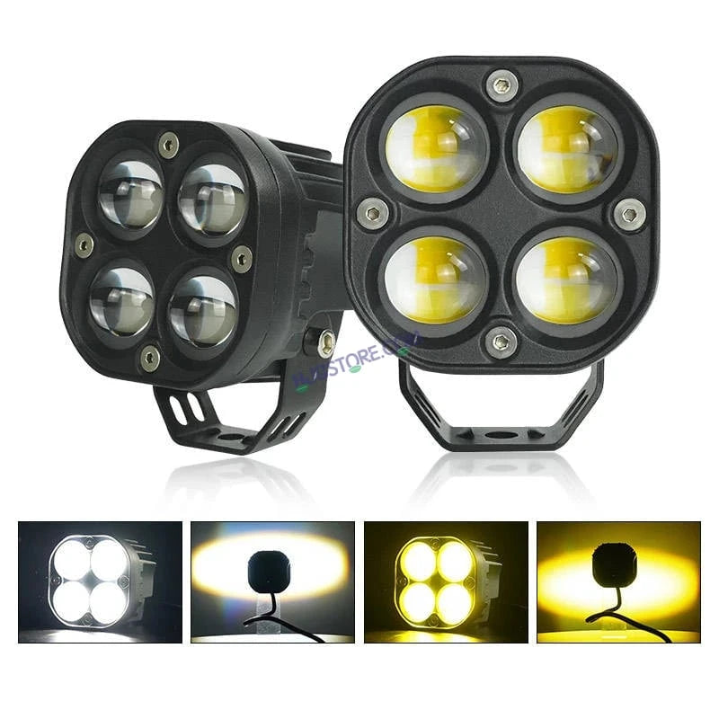 HJG 4x4 Projector Lens Foglight with Wiring Kit 80W 4*4 Lens Future Eyes Fog Projector Lens 2pc Foglight White/Yellow/Flash Modes 80W Foglight LED Fog Lights White/Yellow/Flash Universal For All Cars Bikes LIU HJG 4x4 Projector with Wiring Harness Kit - HJGstore.com