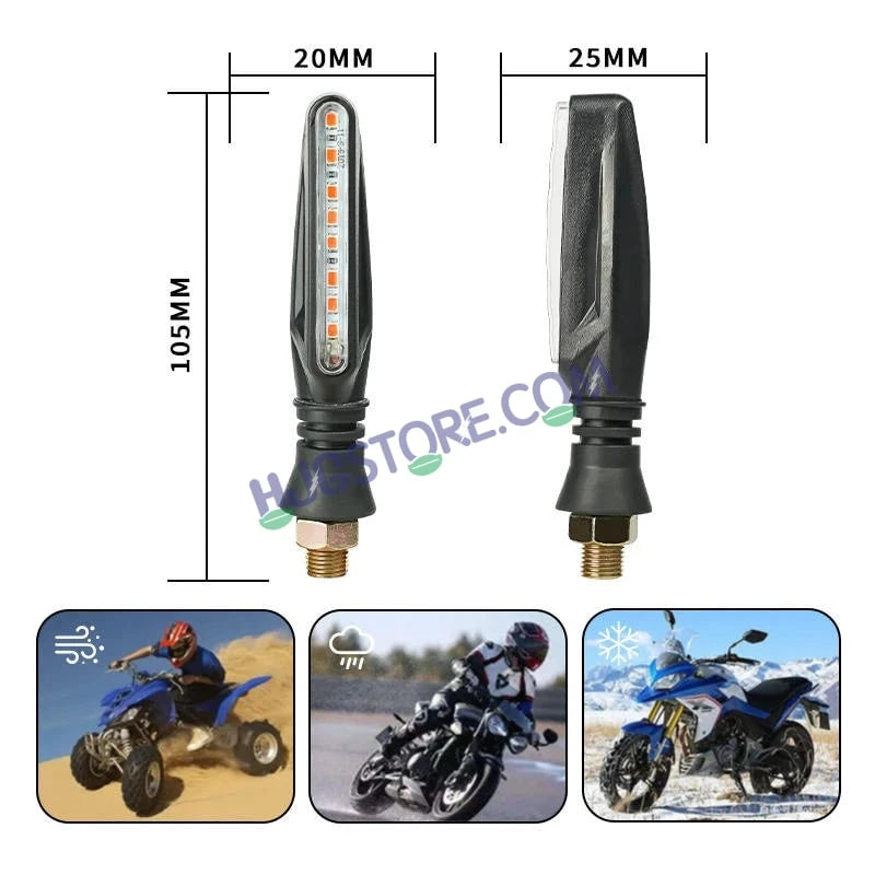 HJG KTM Slim Indicator Yellow Bike Turn Signals Waterproof Flexible Blinker Bright LED Indicators Universal For All Bike Models Motorcycle Turn Signal Lights LIU HJG KTM Slim Yellow Indicator, Universal for All Bikes & Motorcycles, Pack of 2 - HJGstore.com