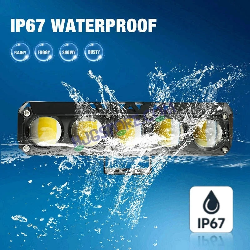 HJG 5 Lens Red Blue 60W Foglight with Red Blue Flash Mode 5 Lens Projector Foglight 60W Foglight Ultra Wide Dual Intensity LED Fog Lights White/Yellow/Warm White/Flash/Red Blue DRL Universal For All Cars & Bikes LIU HJG 5 Lens Red Blue 60W Foglight 1pc - HJGstore.com