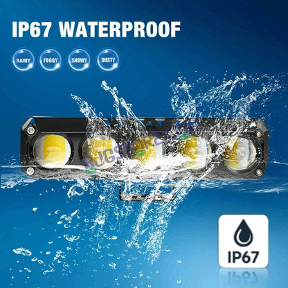 HJG 5 Lens Red Blue 60W Foglight with Red Blue Flash Mode 5 Lens Projector Foglight 60W Foglight Ultra Wide Dual Intensity LED Fog Lights White/Yellow/Warm White/Flash/Red Blue DRL Universal For All Cars & Bikes LIU HJG 5 Lens Red Blue 60W Foglight 1pc - HJGstore.com