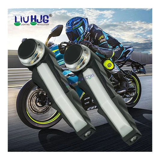 HJG Knuckle Guard with Handle Light Combo with White/Blue/Red DRL Mode and Running Yellow Turn Signals Universal for Motorcycles for Hand Protection Red DRL/White/Running Yellow Turn Signal Universal For All Bikes LIU HJG Knuckle Guard Hand Guard with DRL - HJGstore.com