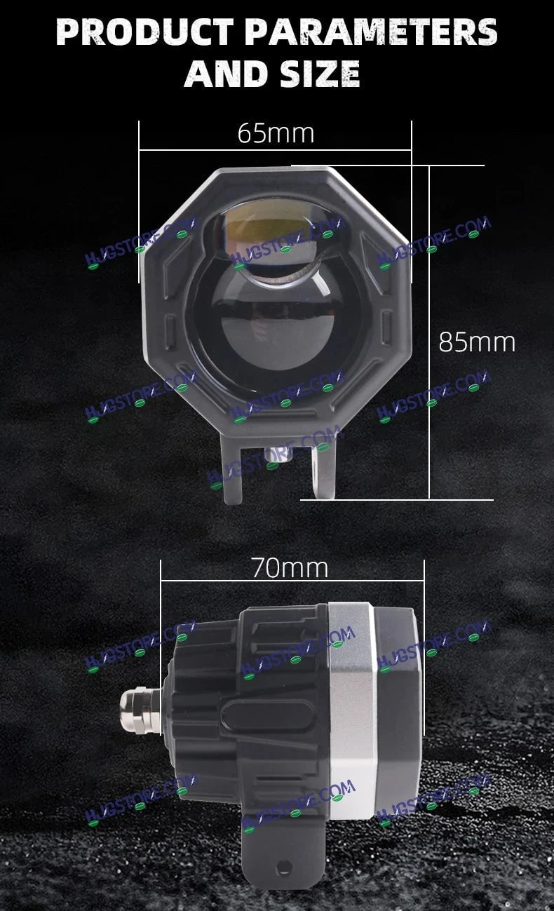 HJG 125 Fog Dual Lens 120W Foglight New Model with Power Adaptor Foglight Ultra Wide Dual Intensity LED Driving Fog Lights White/Yellow (2*60W = 120W Total) Universal For All Cars & Bikes - HJGstore.com