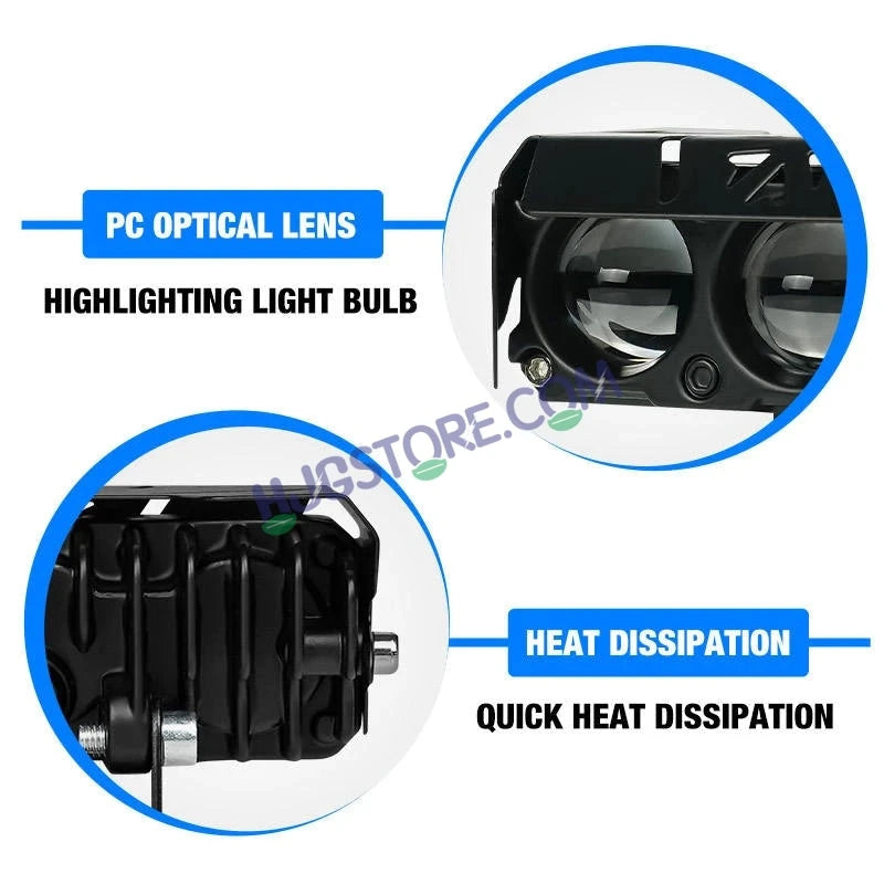 HJG 3 Lens Red Blue 40W Foglight with Red Blue Flash Mode 3 Lens Projector Foglight 40W Foglight Ultra Wide Dual Intensity LED Fog Lights White/Yellow/Warm White/Flash/Red Blue DRL Universal For All Cars & Bikes LIU HJG 3 Lens Red Blue 40W Foglight 1pc - HJGstore.com