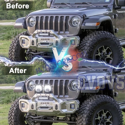 HJG GodsEye Side Shooter 1 LED with 8 CREE LED White/Red Off Road 7 inch 95W LED Headlight Spot Light Fog Light Universal For Bike, Truck, Jeep, Car Bike Led Headlights LED Fog Lights For Motorcycle Car SUV Lights, Pack of 1 LIU HJG GodsEye Side Shooter - HJGstore.com