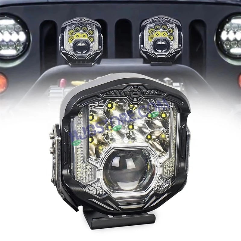 HJG GodsEye Side Shooter 1 LED with 8 CREE LED White/Red Off Road 7 inch 95W LED Headlight Spot Light Fog Light Universal For Bike, Truck, Jeep, Car Bike Led Headlights LED Fog Lights For Motorcycle Car SUV Lights, Pack of 1 LIU HJG GodsEye Side Shooter - HJGstore.com