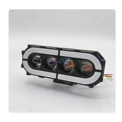 HJG Future 4 Lens with Animated RGB DRL 120W 4 Lens MEGA DRIVE Fog Light For Bike/Car/Thar/Jeep ( Cool White, 60W each * 2 = 120W Total ) - Pack of 2 Future Eyes 4 Lens with RGB Multi DRL - HJGstore.com