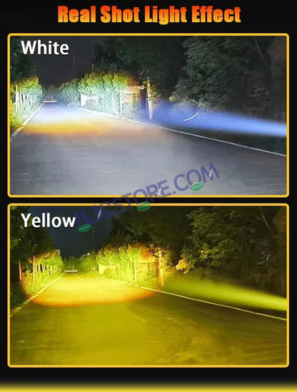 HJG Mini Laser Cannon Foglight 300 Meters Laser Focus Projector Fog Projector Lens with 300 Meters Projection Distance 80W Foglight Ultra Wide Dual Intensity LED Fog Lights White/Yellow Universal For All Cars & Bikes LIU HJG Mini Laser Cannon Foglight 2pc - HJGstore.com