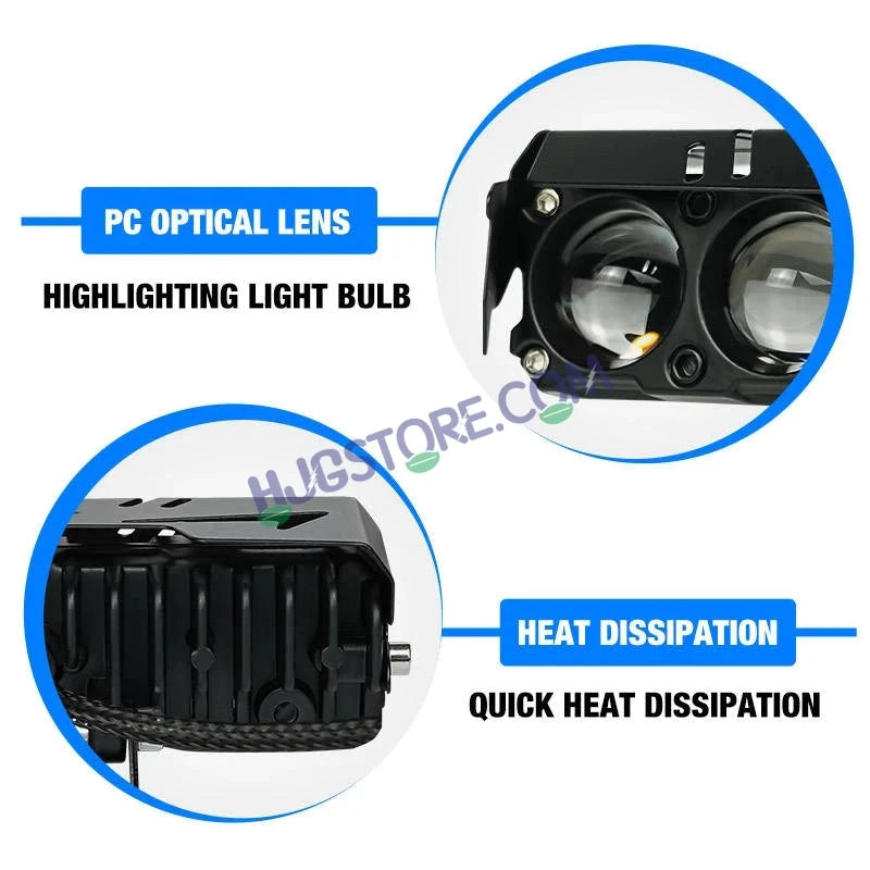 HJG 4 Lens Red Blue 50W Foglight with Red Blue Flash Mode 4 Lens Projector Foglight 50W Foglight Ultra Wide Dual Intensity LED Fog Lights White/Yellow/Warm White/Flash/Red Blue DRL Universal For All Cars & Bikes LIU HJG 4 Lens Red Blue 50W Foglight 1pc - HJGstore.com