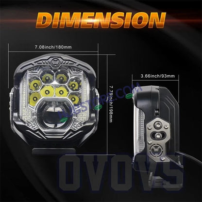 HJG GodsEye Side Shooter 1 LED with 8 CREE LED White/Red Off Road 7 inch 95W LED Headlight Spot Light Fog Light Universal For Bike, Truck, Jeep, Car Bike Led Headlights LED Fog Lights For Motorcycle Car SUV Lights, Pack of 1 LIU HJG GodsEye Side Shooter - HJGstore.com