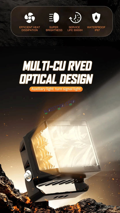 HJG W28 Helao 4x4 Lens CREE Foglight 120W 4x4 Lens Square Edge W28 4 Lens Square Edge 2pc Foglight 120W Foglight Ultra Wide Intensity LED Foglight White CREE Foglight (120W) Universal For All Cars & Bikes LIU HJG W28 Helao 4x4 Lens Foglight Edge Light 2pc - HJGstore.com