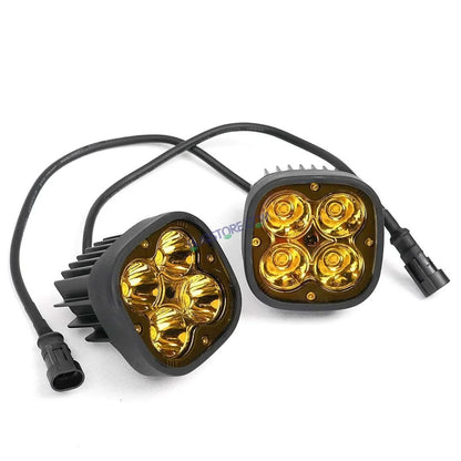 HJG 120W 4 LED CREE 60w Fog Light Auxiliary Light For All Motorcycles White With Yellow Filter Cap (Set of 2) - HJGstore.com