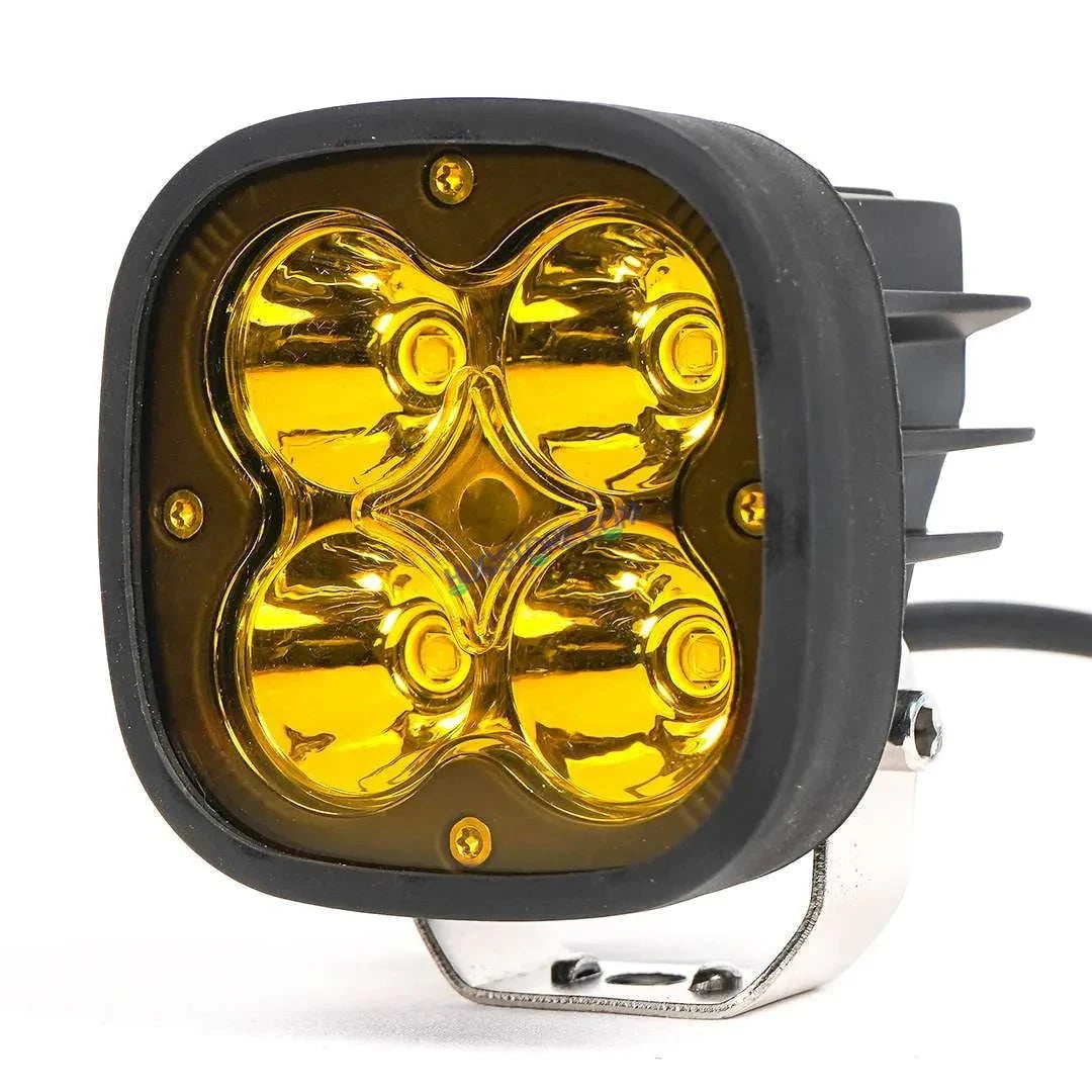 HJG 120W 4 LED CREE 60w Fog Light Auxiliary Light For All Motorcycles White With Yellow Filter Cap (Set of 2) - HJGstore.com