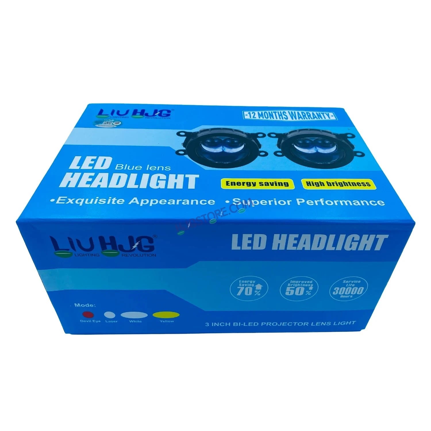 HJG 3 Inch Bi LED Car Projector 140W H8/H9/H11/H16 Foglight with Laser Spot and Wide Spread Red DRL/White/Yellow/Warm White Light 140W Foglight Ultra Wide Dual Intensity LED Driving Fog Lights 3000K/4300K/6500K Universal For All Cars & Bikes H8/H9/H11/H16 - HJGstore.com
