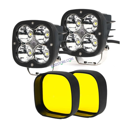 HJG 120W 4 LED CREE 60w Fog Light Auxiliary Light For All Motorcycles White With Yellow Filter Cap (Set of 2) - HJGstore.com