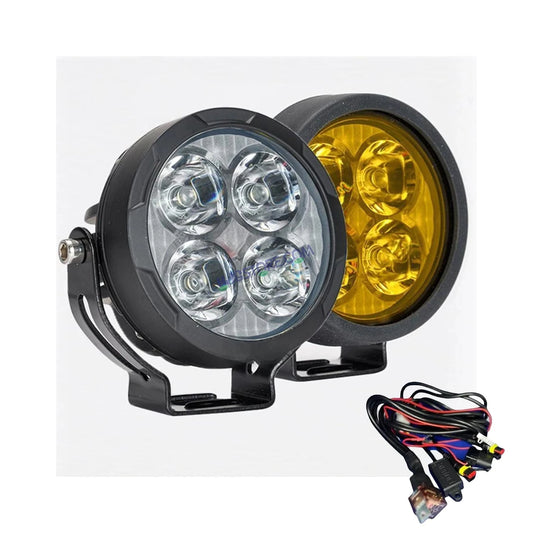 HJG 4 LED 80W Round CREE Foglight Foglamp with Yellow Cover 80W 4 LED HJG 80W 4 LED Car Accessories Led Headlights Lights Led Fog Lights For Motorcycle Car SUV Lights, Set of 2 with Wiring Harness Kit HJG 4 LED Round 80W - HJGstore.com