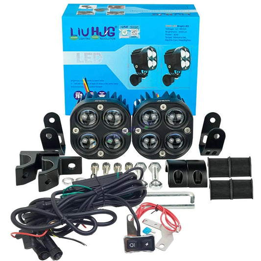HJG 4x4 Projector Lens Foglight with Wiring Kit 80W 4*4 Lens Future Eyes Fog Projector Lens 2pc Foglight White/Yellow/Flash Modes 80W Foglight LED Fog Lights White/Yellow/Flash Universal For All Cars Bikes LIU HJG 4x4 Projector with Wiring Harness Kit - HJGstore.com
