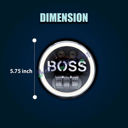 HJG Genuine 5.75 Inch BOSS LED Headlight with Spotless and Bright DRL Fits in Harley Davidson, Jeep, Bajaj Avenger 5.75" (12V-80V DC 75W) - HJGstore.com