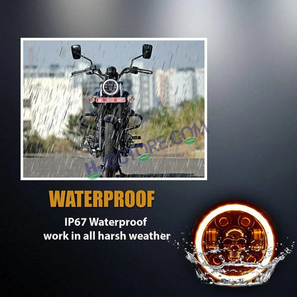 HJG 5.75 Inch Skull Multi DRL LED Headlight Assembly with Spotless and Bright DRL Fits in Harley Davidson, Jeep, Bajaj Avenger 5.75" (12V-80V DC 75W) LIU HJG 5.75 Inch Skull Multi DRL Headlight Assembly - HJGstore.com