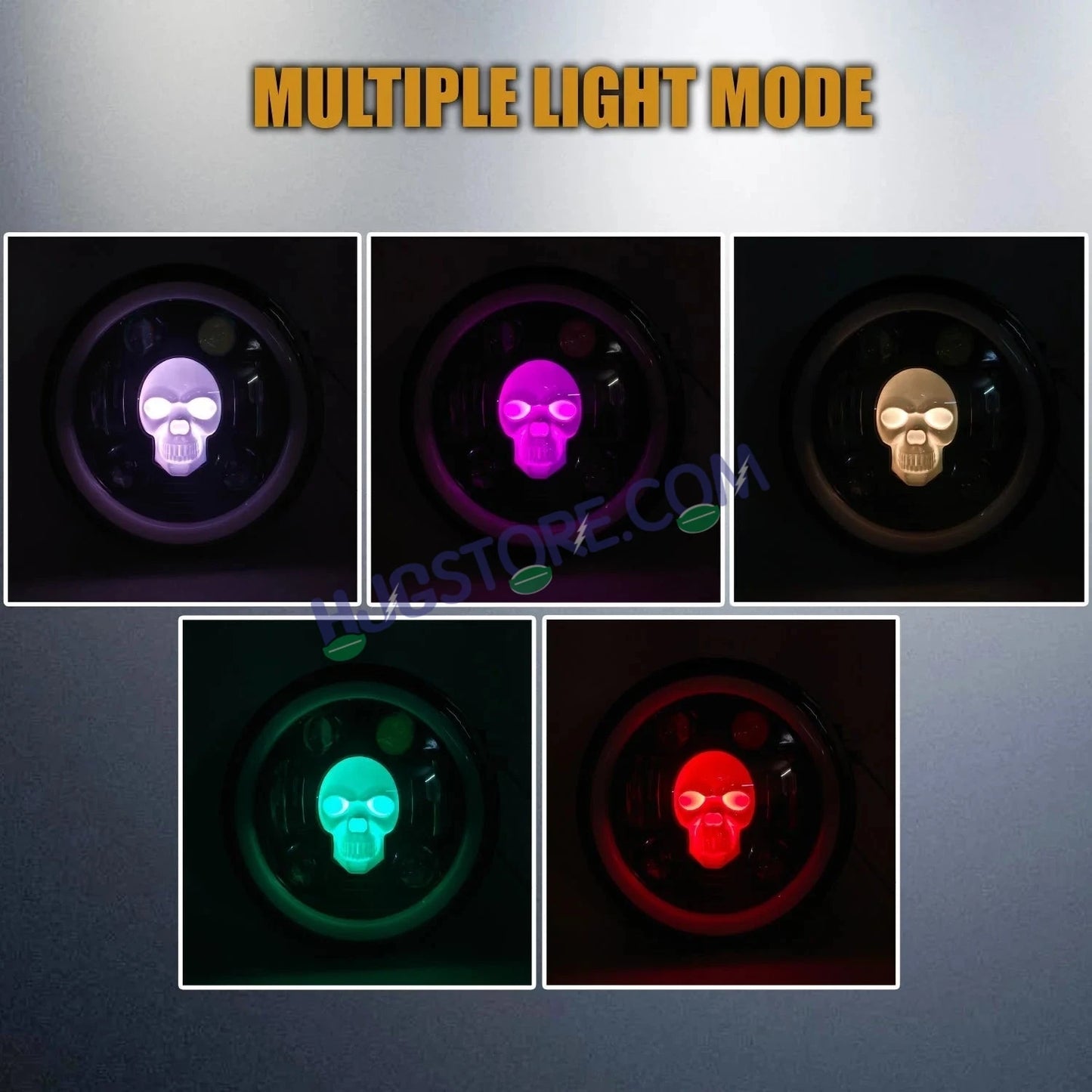 HJG 5.75 Inch Skull Multi DRL LED Headlight Assembly with Spotless and Bright DRL Fits in Harley Davidson, Jeep, Bajaj Avenger 5.75" (12V-80V DC 75W) LIU HJG 5.75 Inch Skull Multi DRL Headlight Assembly - HJGstore.com